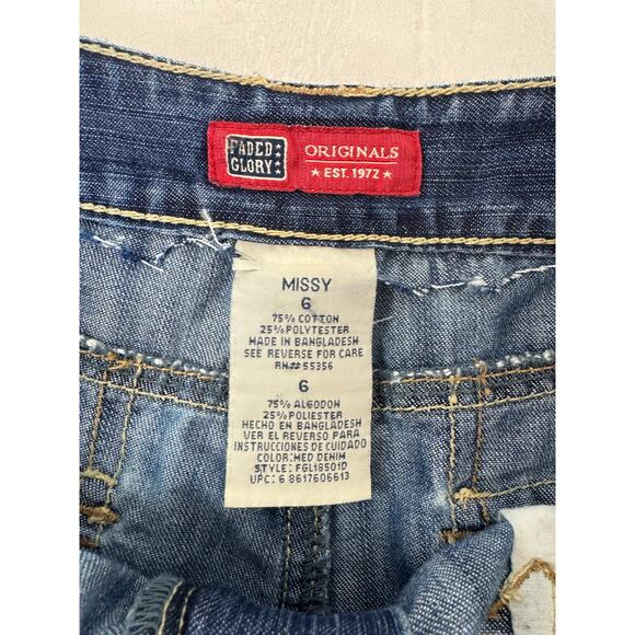 Vintage Faded Glory Denim Mini Skirt 6 Medium Wash Pocket Utility Y2K 90s - Picture 4 of 9